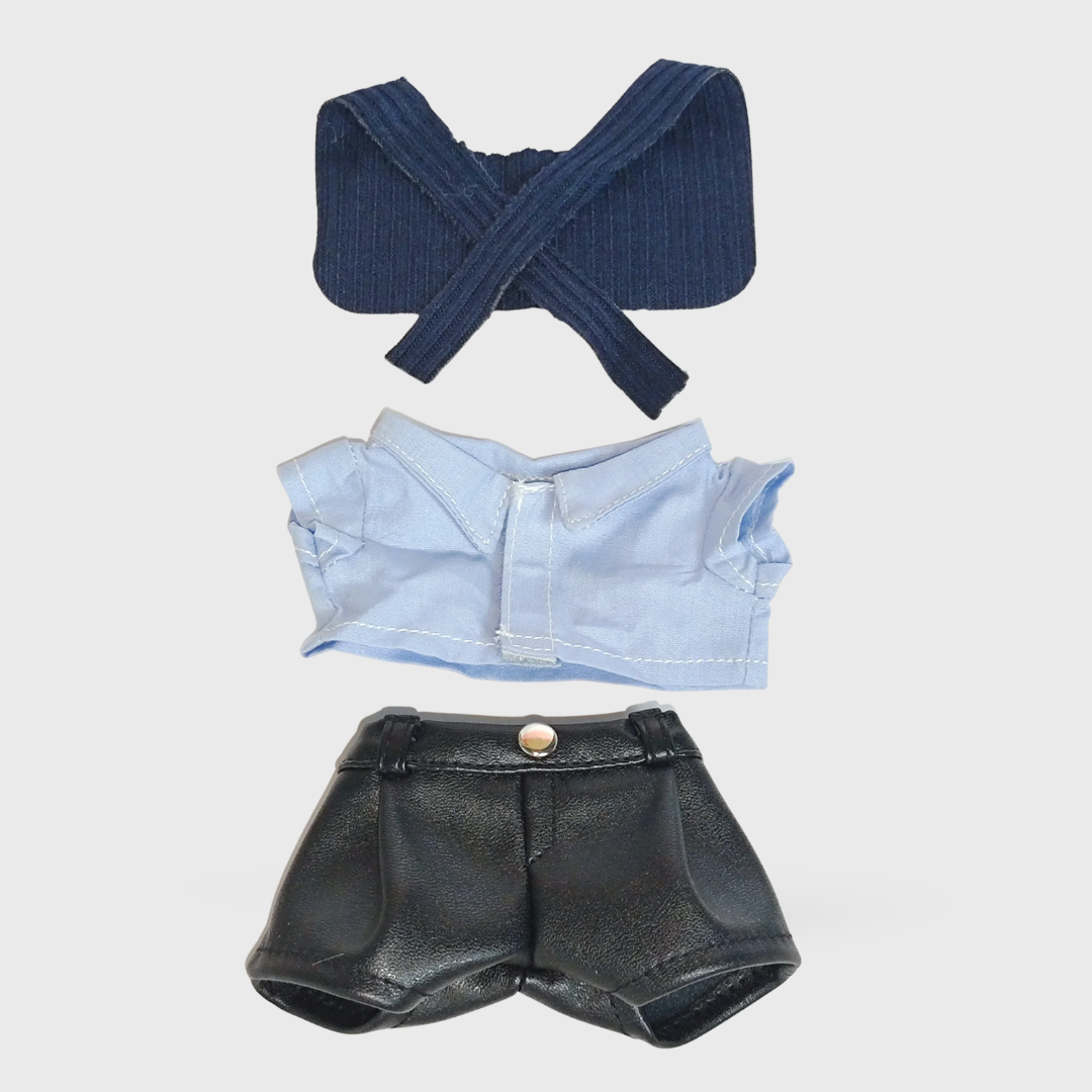 Labubu | Shirt, Leather Pants & Scarf Outfit